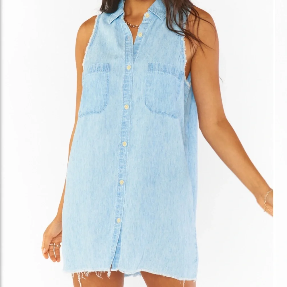 Show Me Your MuMu Vicki Shirt Dress Denim - Picture 2 of 10